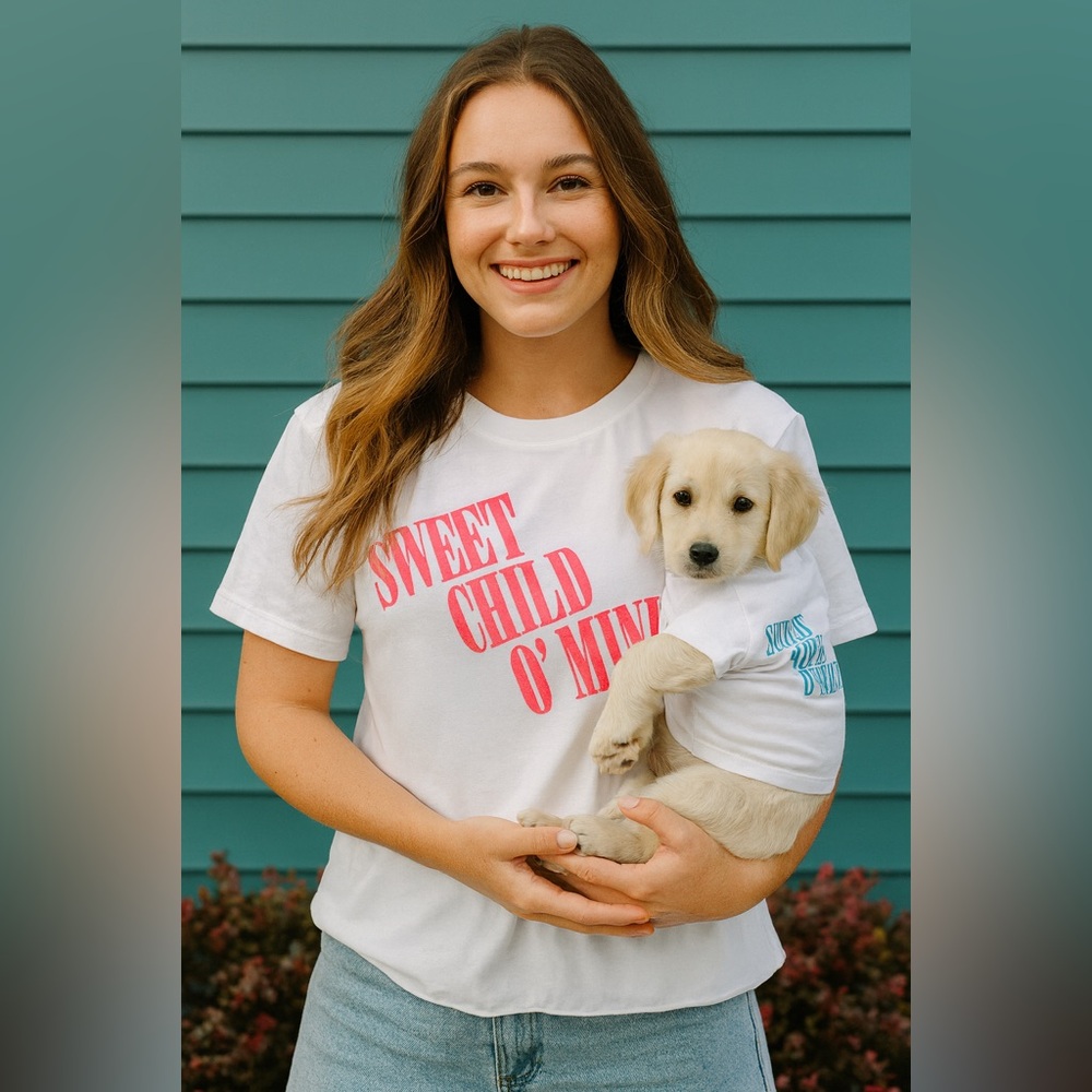 Matching Dog Mom & Puppy Tshirt SWEET CHILD/LOVE OF MINE L XS NWOT Club Huey